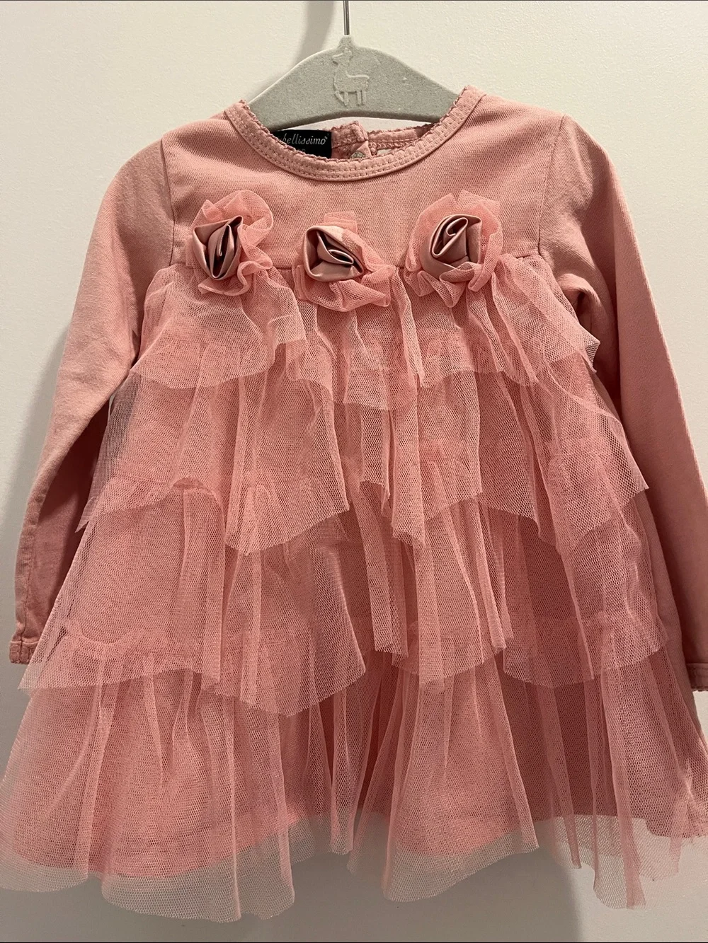 Wendy Bellissimo Pink Layered Tulle Floral Dress